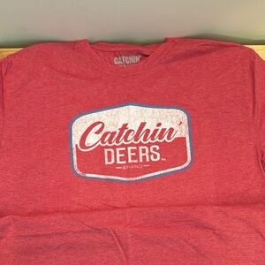 Red Short Sleeve Tee with Retro Logo